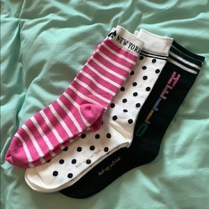 Kate Spade 3 Sock Bundle NEW NEVER WORN